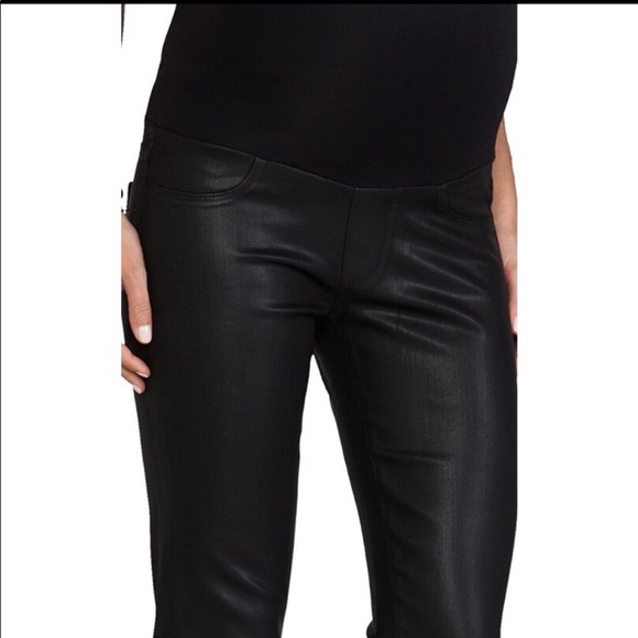 Paige Denim Black Wax Coated Maternity Jeans Sz 30 - Picture 4 of 7